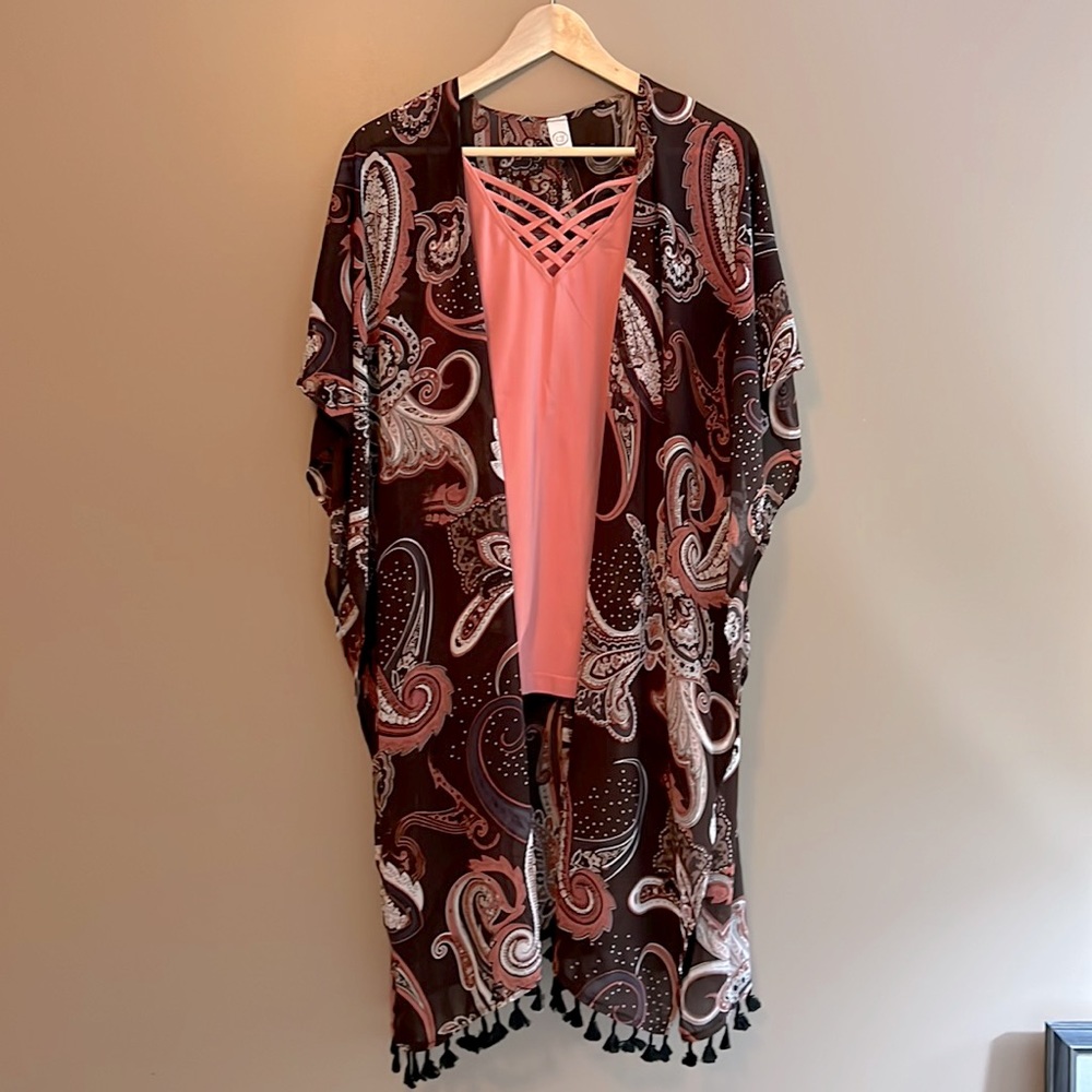 Paisley printed topper with stretchy tank